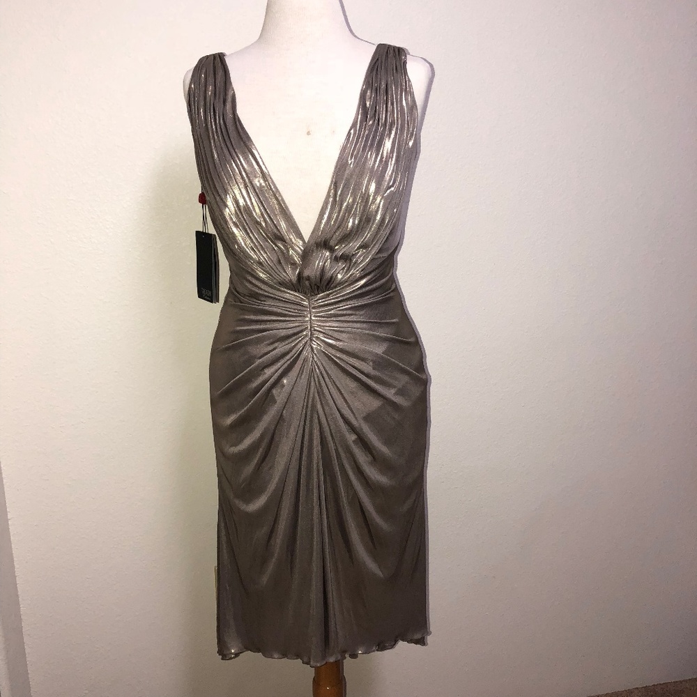 Tadashi Shoji Gold Metallic Dress 8 Wedding